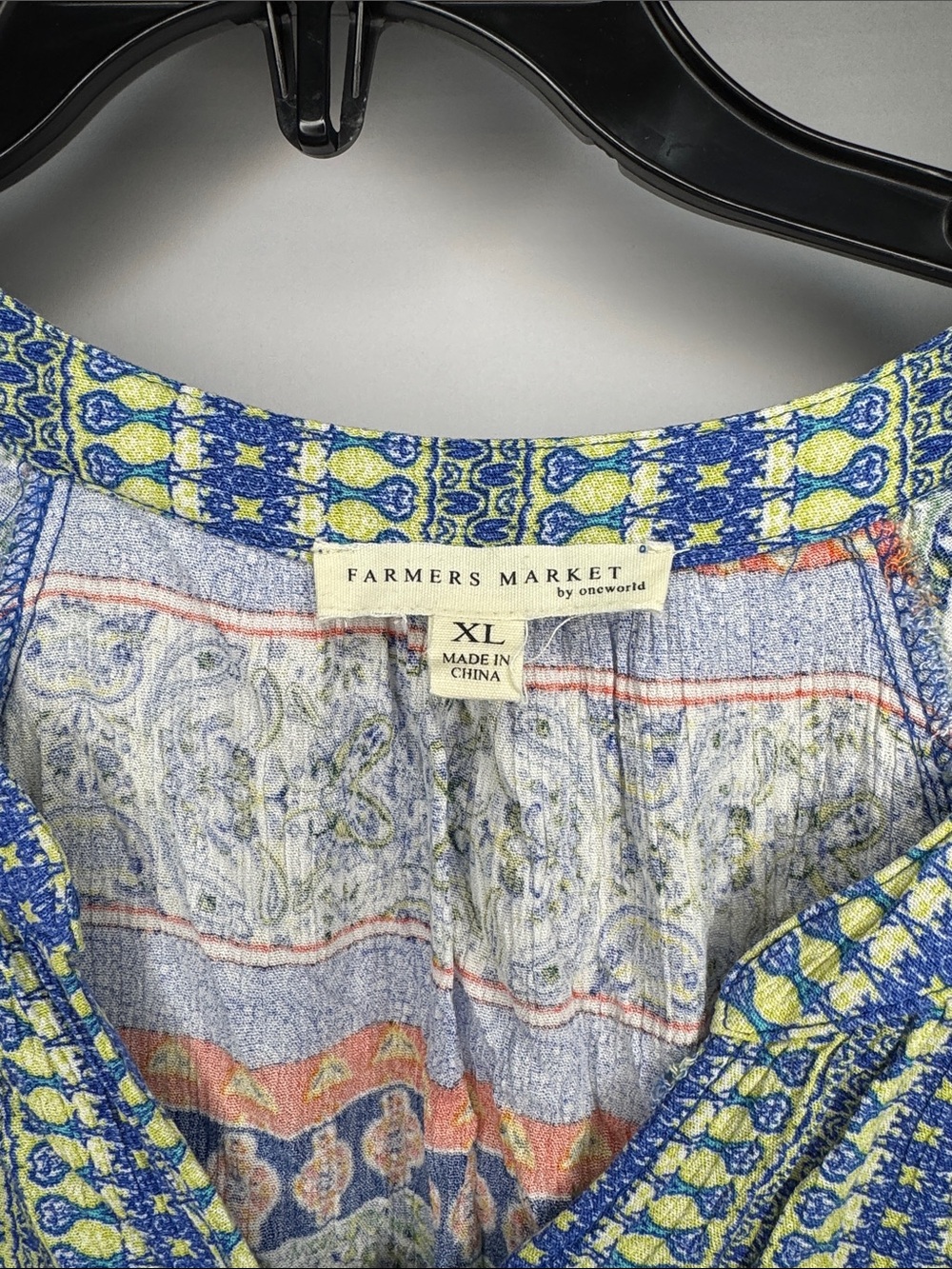 Bohemian Split‑Neck Tunic in Blue & Orange by Market & Spristle - Picture 2 of 3